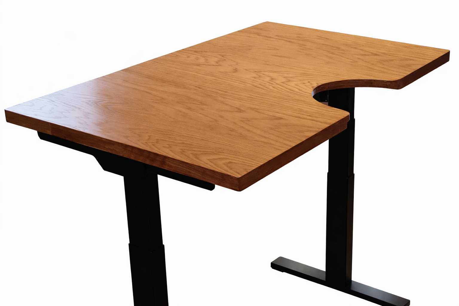 Finished custom ergonomic standing desk with stand-in cutout